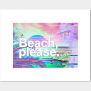 beach please vaporwave Posters and Art